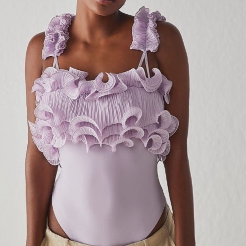 Free People For the Frill of It Bodysuit orchid dust